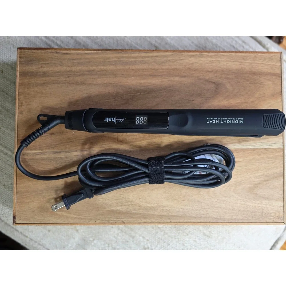 AG Hair Midnight Heat Black Tourmaline Ionic Flat Iron Black Digital Display